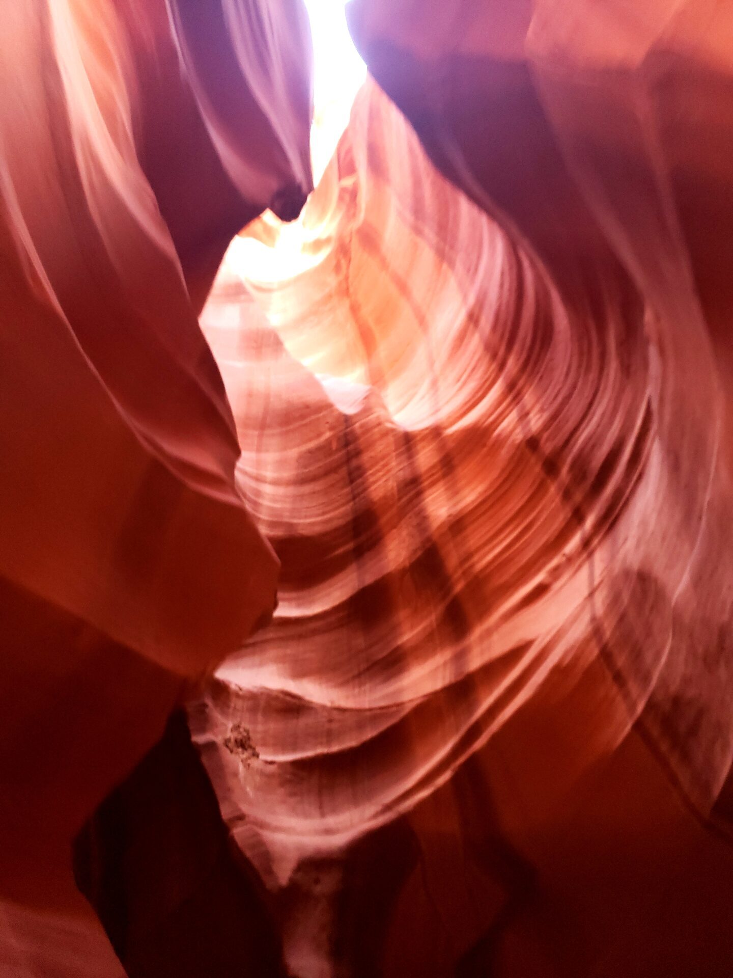 Vertical slot canyon with light pouring down from above, Antelope Canyon, Arizona